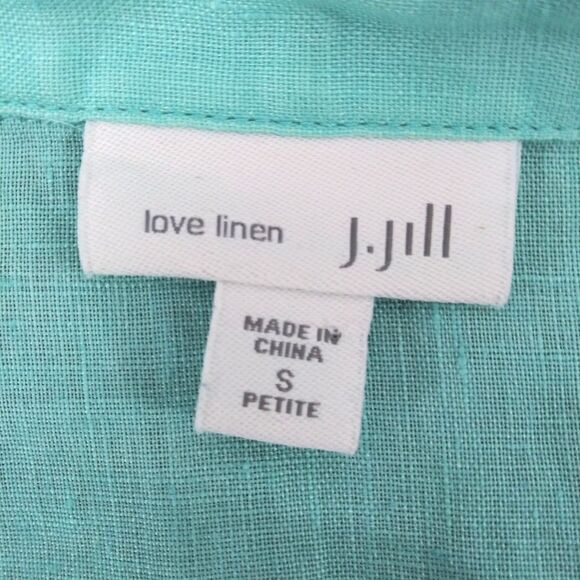 J. Jill Love Linen Shirt Womens Size SP Blue Casual Button Up Linen Blouse Top - Picture 4 of 7